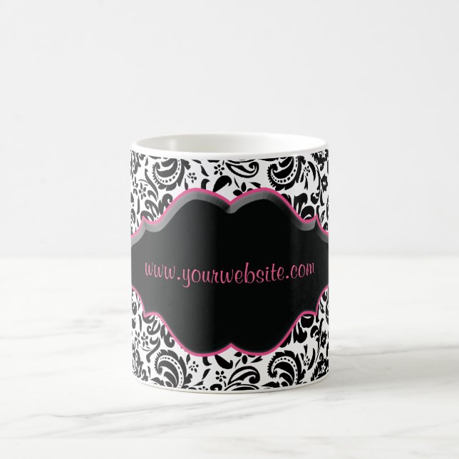 Blumenkaffee-Tassen-Damast-Rahmen-Schwarz-weißes Kaffeetasse (Mittel)