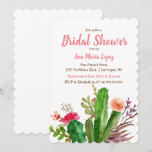 Blumenkaktus Bridal Dusche Einladung