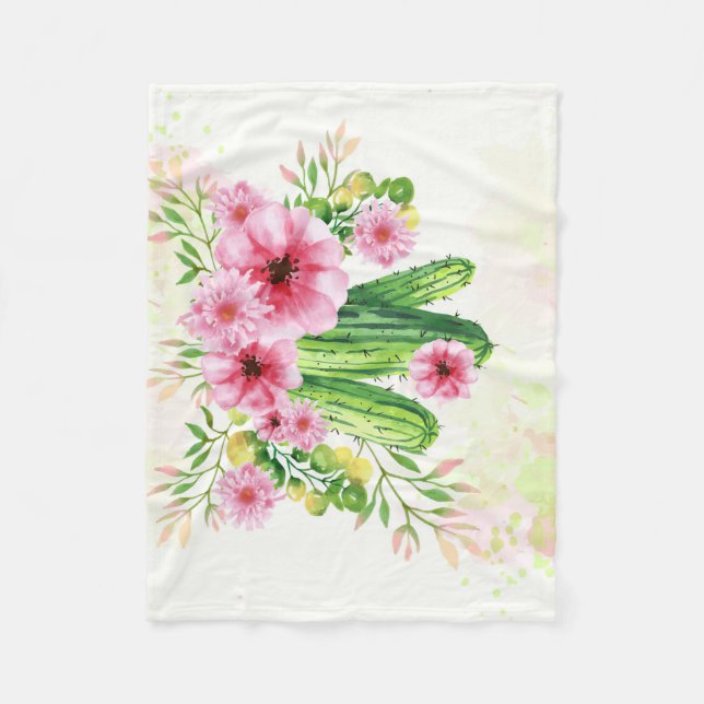 Blumenkaktus Fleecedecke (Vorderseite)