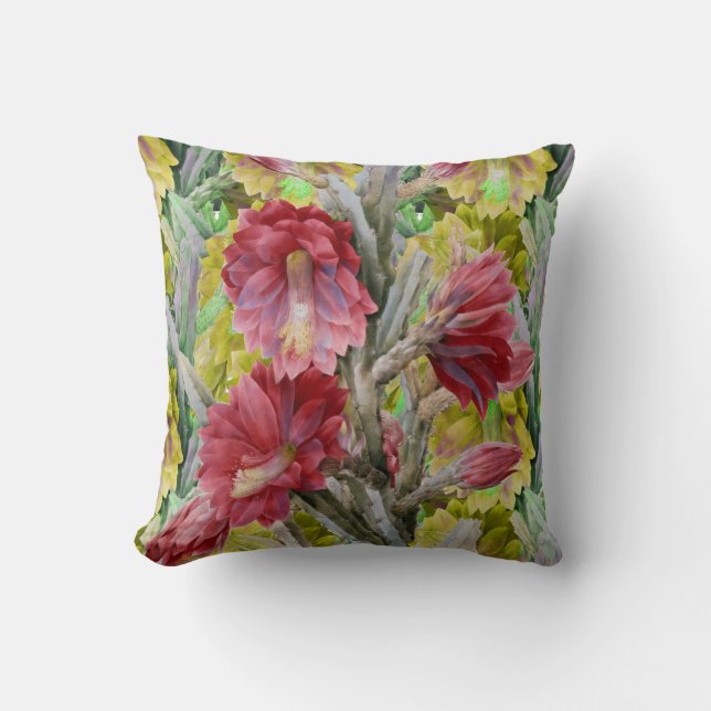 BLUMENKAKTUS, ROT PINK GELBE BLUMEN KISSEN (Vorderseite)