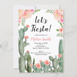 Blumenkaktus Sukkulent Let's Fiesta Brautparty Einladung