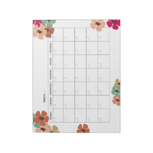 Blumenkalender ohne Datum, monatlich Notizblock