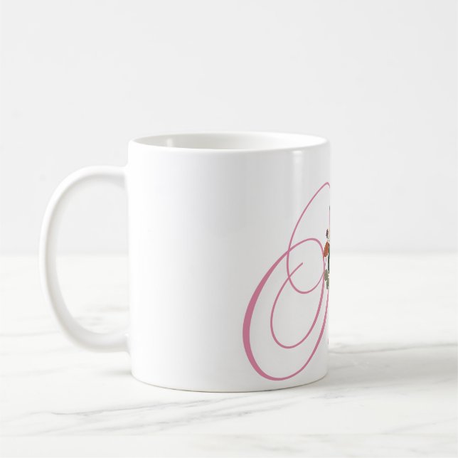 Blumenkalligrafie Letter A-Tasse Kaffeetasse (Links)