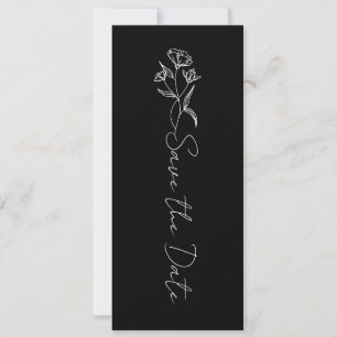 Blumenkalligraphie Schwarz/Weiß Save the Date Einladung
