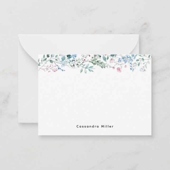 Blumenkarte | Eleganter Frühling Minimalistisch Mitteilungskarte (Vorderseite)