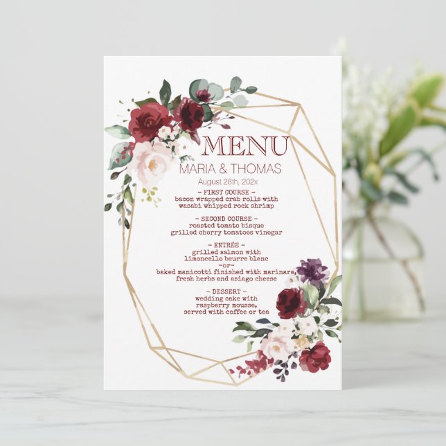 Blumenkarte für die Hochzeitsempfehlung Einladung (Stehend Vorderseite)