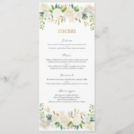 Blumenkarte für die Hochzeitsnacht in Weiß und Gol Menükarte