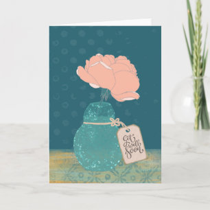 Blumenkarte „Gute Besserung“ mit Teal-Vase  Karte
