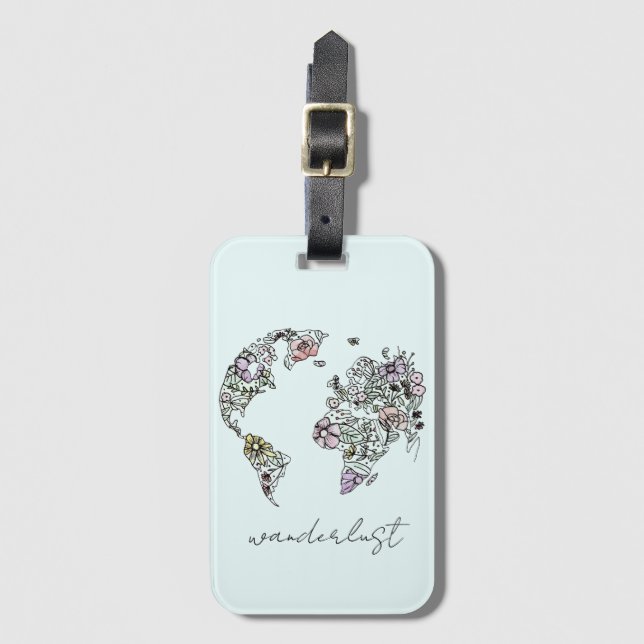 Blumenkarte Wanderlust Gepäckmarke Gepäckanhänger (Vorderseite Vertikal)