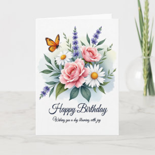 Blumenkarte zum Geburtstag mit Freude Karte