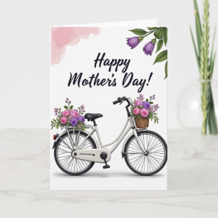 Blumenkarte zum Muttertag mit Fahrradmotiv Karte