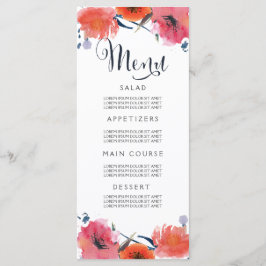 Blumenkarten für Hochzeitsmenüs in Wasserfarben Menükarte