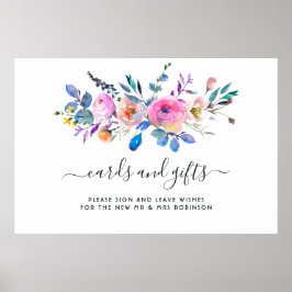 Blumenkarten und Geschenke in heißen Rosa Poster