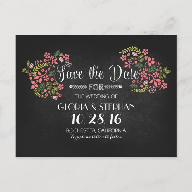 Blumenkarton Save the Date Postkarten (Vorderseite)