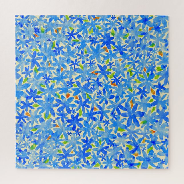 Blumenkaskade: Blaue Blumen Nahtloses Muster (Vertikal)