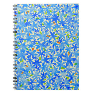 Blumenkaskade: Blaue Blumen Nahtloses Muster Notizblock