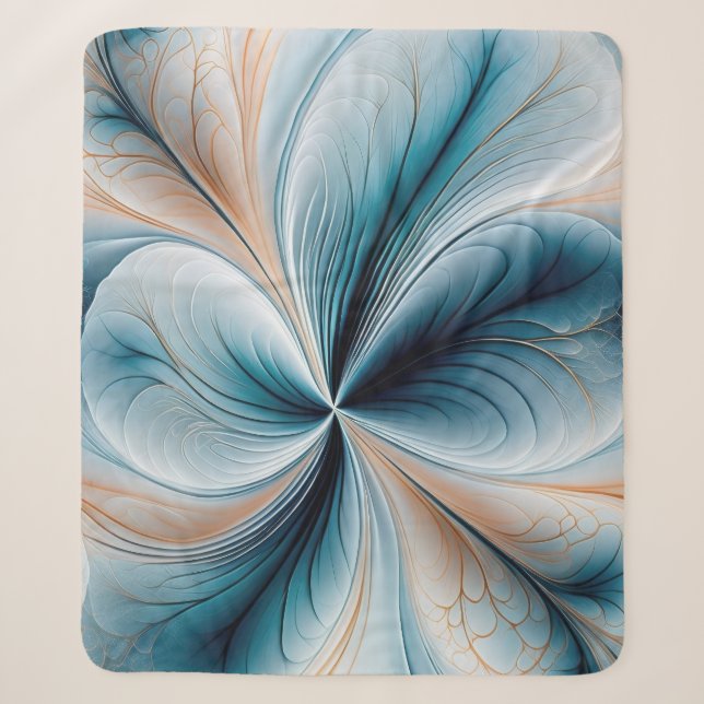 Blumenkaskade Weicher Aquamariner und goldener Abs Sherpadecke (Vorderseite)