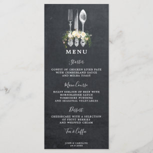 Blumenkästen aus Chalkboard Hochzeitskarte Menükarte