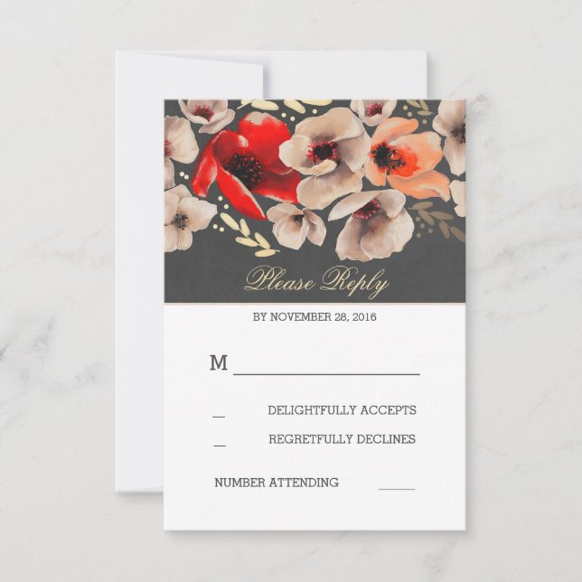 Blumenkästen Gold Foil Wedding RSVP Karten (Vorderseite)