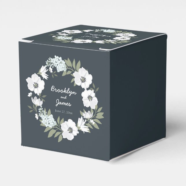 Blumenkästen mit weißem Gastgeschenk Hochzeit Geschenkschachtel (Vorderseite)