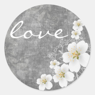 Blumenkästen: Pfirsichblossom Hochzeitsticker für  Runder Aufkleber