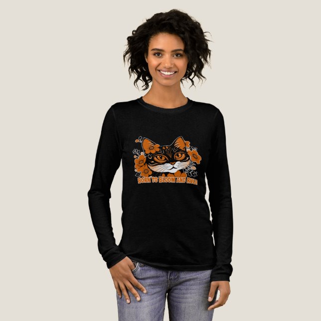 Blumenkatze Tri-Blend Shirt (Volle Vorderseite)