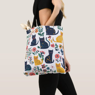 Blumenkatzen Elegantes und stilvolles Katzenmuster Tasche