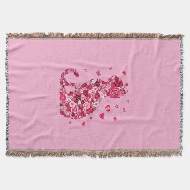 Blumenkatzen Silhouette ArtFaux überzogene Canvas  Decke (Vorderseite)