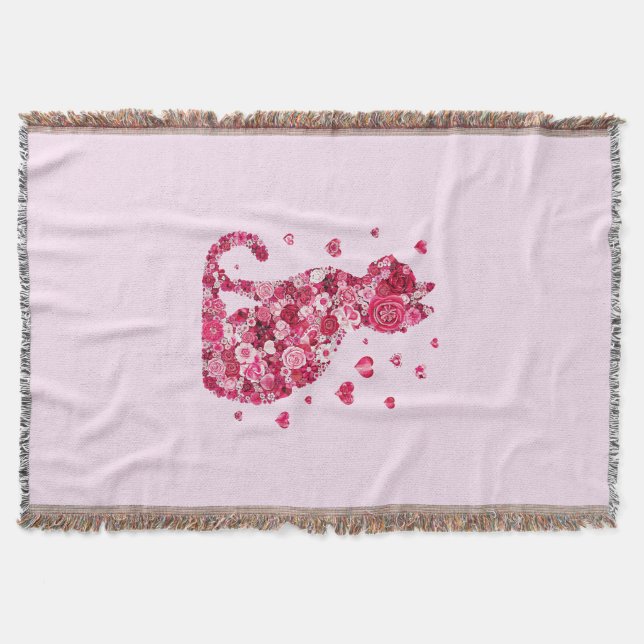 Blumenkatzen Silhouette ArtFaux überzogene Canvas  Decke (Vorderseite)