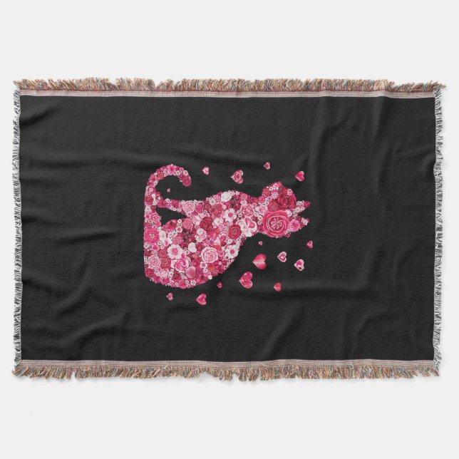 Blumenkatzen Silhouette ArtFaux überzogene Canvas  Decke (Vorderseite)