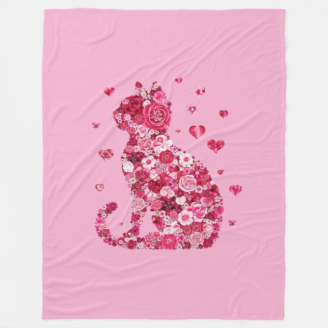 Blumenkatzen Silhouette ArtFaux überzogene Canvas  Fleecedecke (Vorderseite)