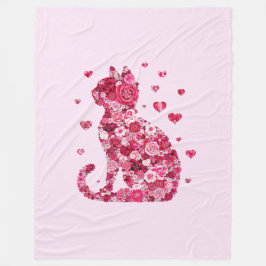 Blumenkatzen Silhouette ArtFaux überzogene Canvas  Fleecedecke