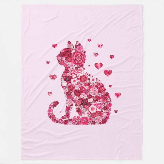 Blumenkatzen Silhouette ArtFaux überzogene Canvas  Fleecedecke (Vorderseite)