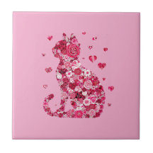 Blumenkatzen Silhouette ArtFaux überzogene Canvas 
