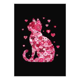 Blumenkatzen Silhouette ArtFaux überzogene Canvas  Fotodruck