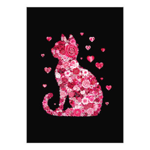 Blumenkatzen Silhouette ArtFaux überzogene Canvas  Fotodruck