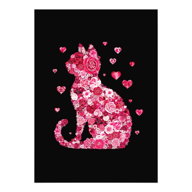 Blumenkatzen Silhouette ArtFaux überzogene Canvas  Fotodruck (Vorne)