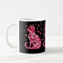 Blumenkatzen Silhouette ArtFaux überzogene Canvas  Kaffeetasse