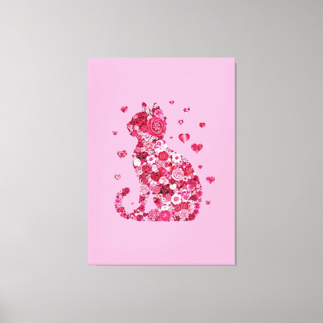 Blumenkatzen Silhouette ArtFaux überzogene Canvas  Leinwanddruck (Vorderseite)
