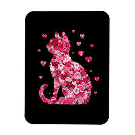Blumenkatzen Silhouette ArtFaux überzogene Canvas  Magnet