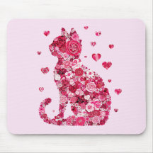 Blumenkatzen Silhouette ArtFaux überzogene Canvas 