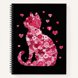 Blumenkatzen Silhouette ArtFaux überzogene Canvas Notizbuch