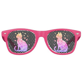 Blumenkatzen Silhouette ArtFaux überzogene Canvas Partybrille