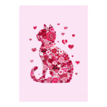 Blumenkatzen Silhouette ArtFaux überzogene Canvas