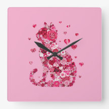 Blumenkatzen Silhouette ArtFaux überzogene Canvas