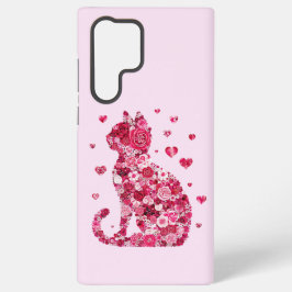 Blumenkatzen Silhouette ArtFaux überzogene Canvas  Samsung Galaxy Hülle