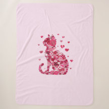 Blumenkatzen Silhouette ArtFaux überzogene Canvas 