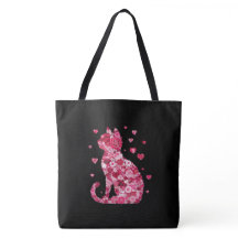 Blumenkatzen Silhouette ArtFaux überzogene Canvas 
