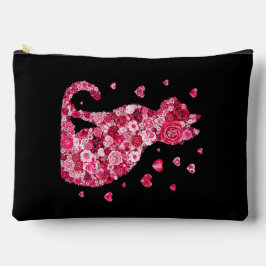 Blumenkatzen Silhouette ArtFaux überzogene Canvas  Zubehörtasche