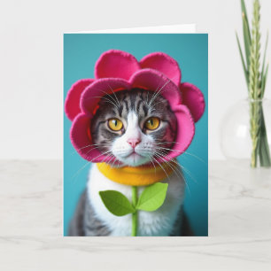 Blumenkatzenporträtkarte Karte